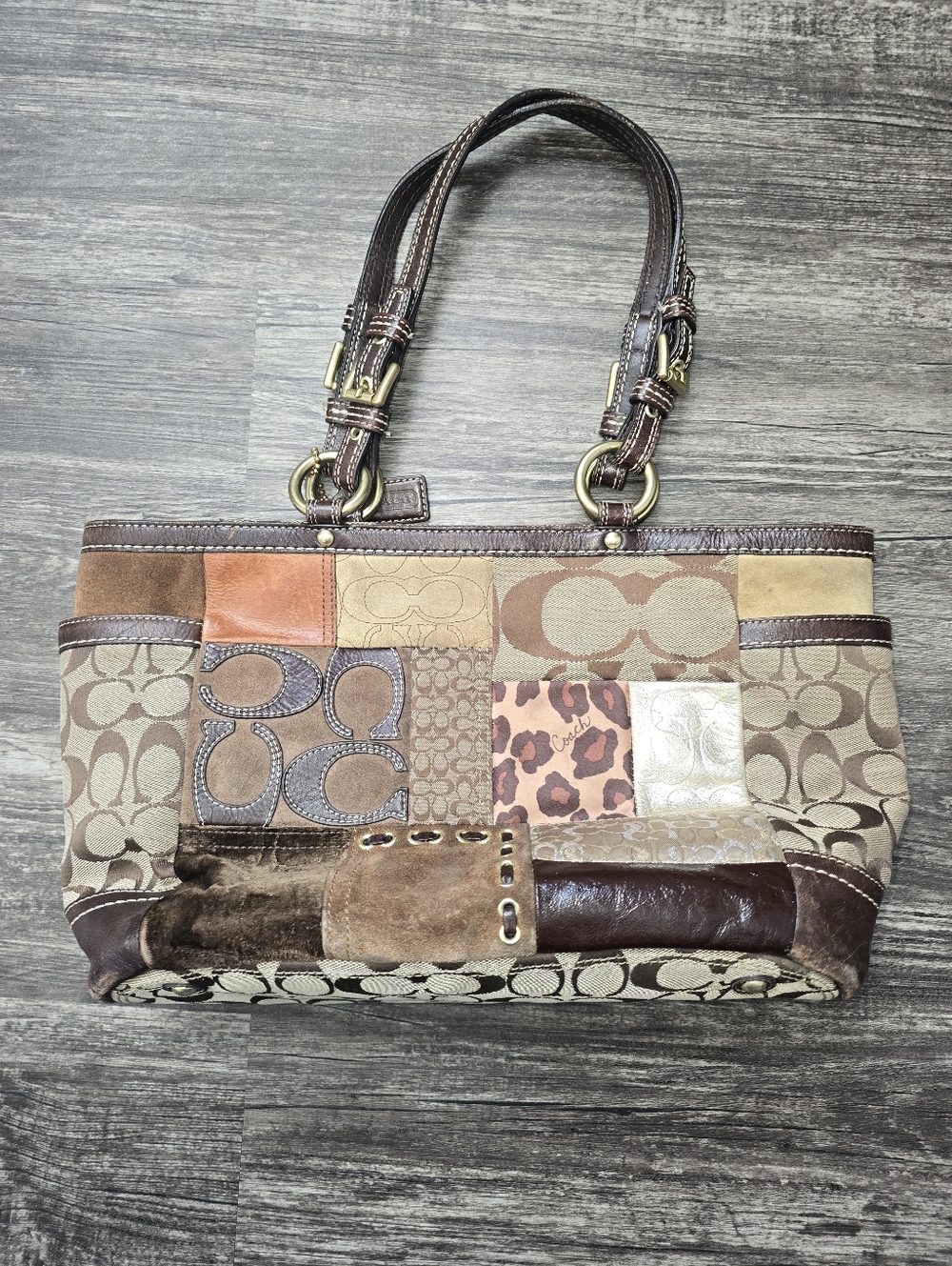 Coach Patchwork Purse Tote Cheetah Y2k Vintage - Picture 3 of 13